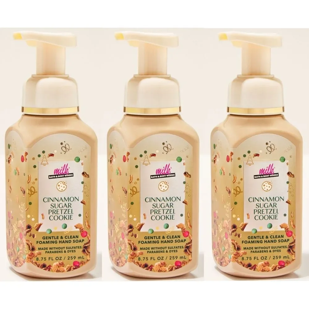 Bath Body Works Milk Bar Cinnamon Sugar Pretzel Cookie Hand Soap Set of 3 NEW